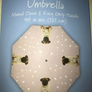 RACHAEL HALE Pug Puppy Dog Pink Princess Umbrella NEW NWT